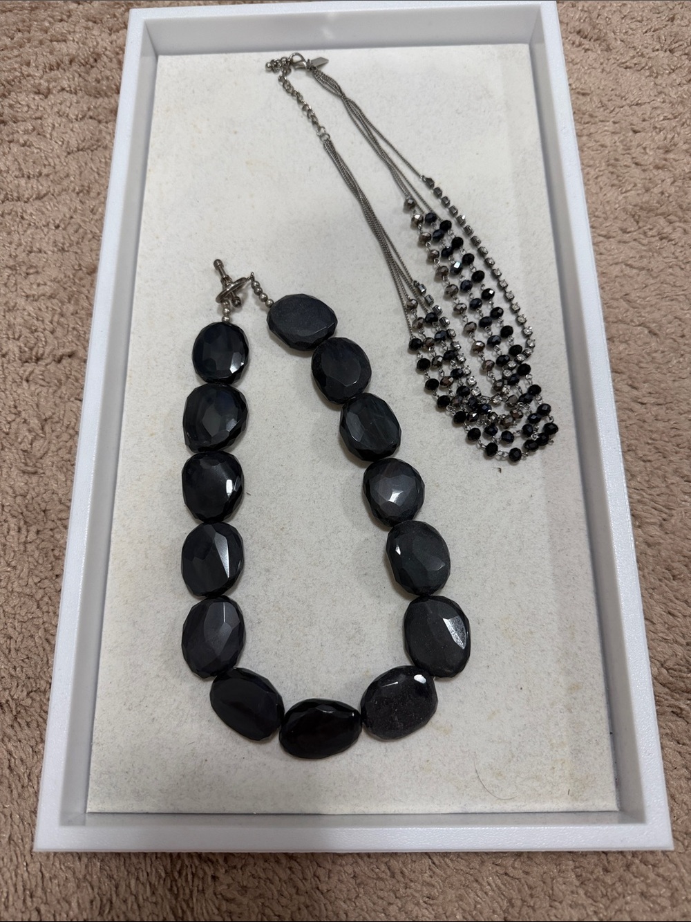 Black Beaded Statement Necklace - Women Jewelry